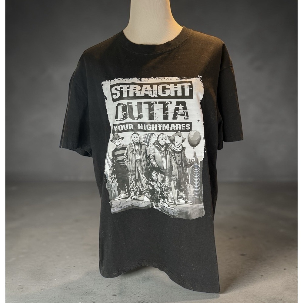 Vintage‎ Horror Halloween Scary Straight Outta Your Nightmares T-Shirt Size 2XL